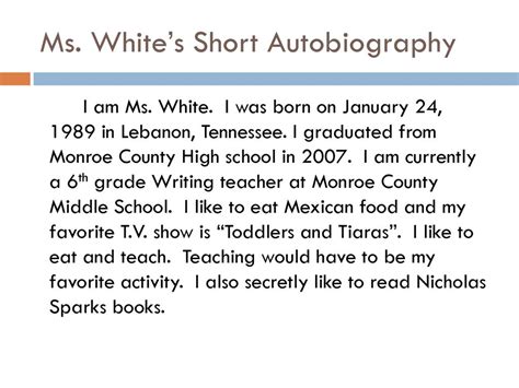 short autobiography to read in middle school