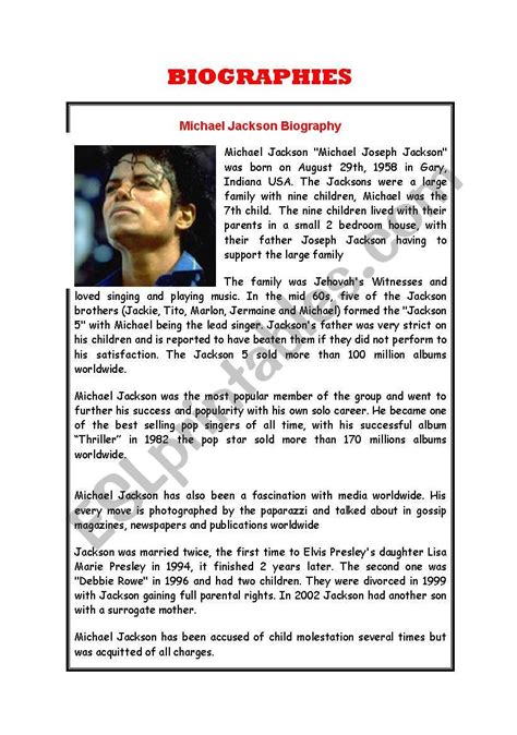 short biographies in english