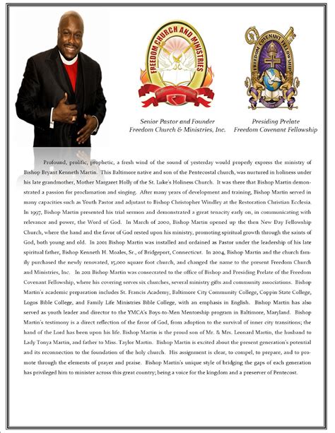 short biography examples for church