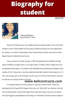 short biography examples for school