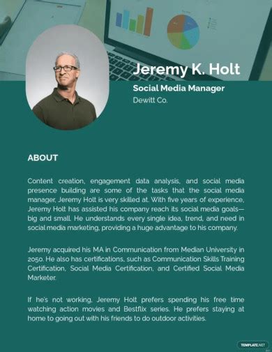 short biography examples for work