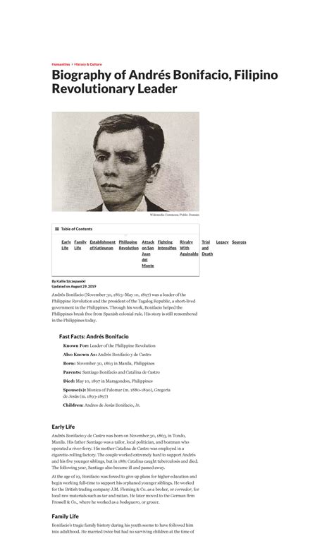 short biography of andres bonifacio tagalog wiki