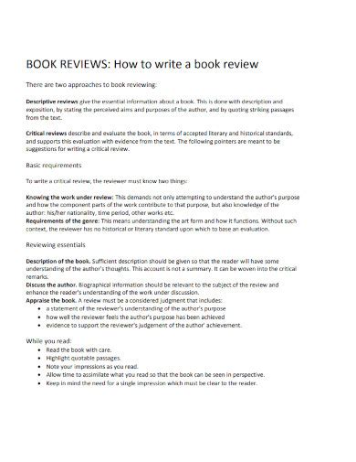 short book review examples