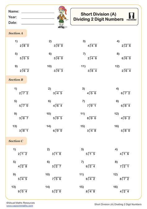 Short Division A Dividing 2 Digit Numbers Worksheet Two Digit Division Worksheet - Two Digit Division Worksheet