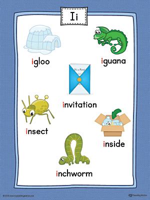 Short Letter I Word List With Illustrations Printable Pictures Starting With Letter I - Pictures Starting With Letter I