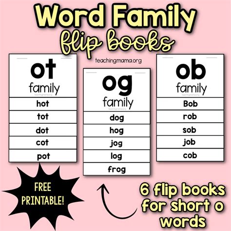Short O Word Family Flip Books Teaching Mama O Family Words With Pictures - O Family Words With Pictures