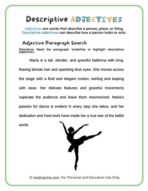 short paragraph using adjectives