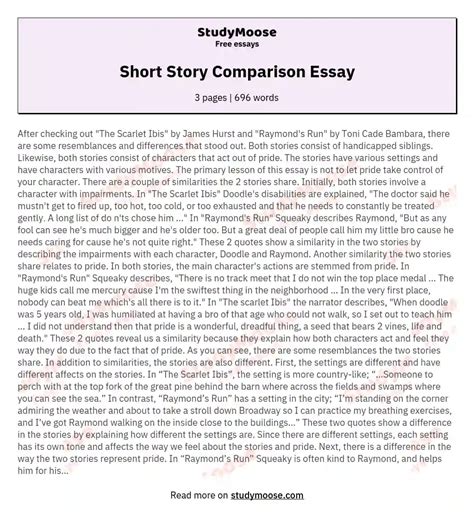 Short Story Comparison Contrast Essay Davekcon Com Short Stories To Compare And Contrast - Short Stories To Compare And Contrast