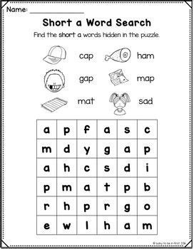 Short Vowel Word Searches Word Work For Short Short Vowel Sound Words With Pictures - Short Vowel Sound Words With Pictures