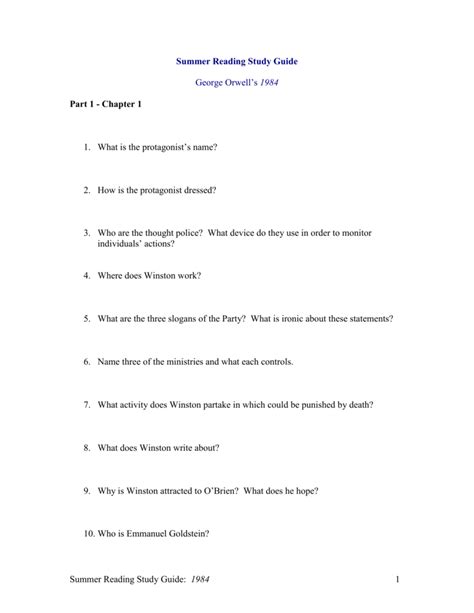 Full Download Short Answer Study Guide Questions 1984 Key 