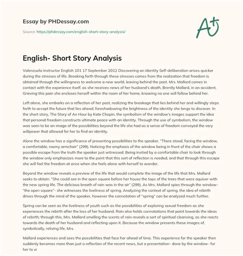 Read Online Short Story Analysis Paper 