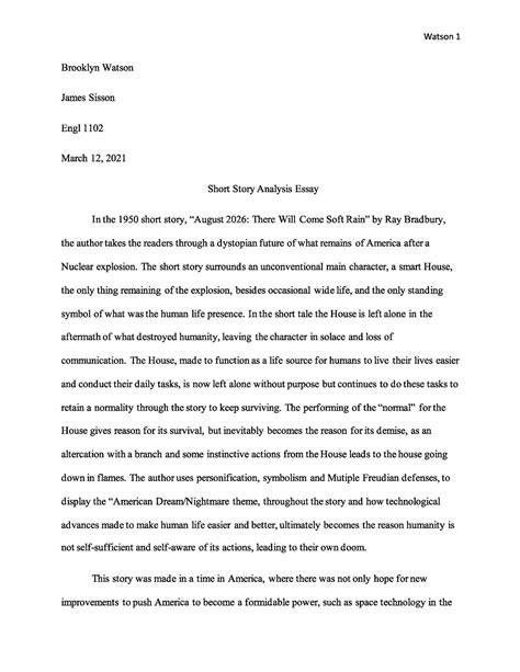 Read Online Short Story Analysis Paper 