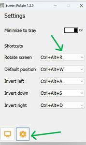 shortcut key for rotate laptop screen