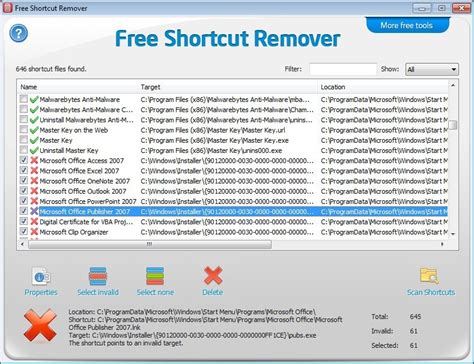 shortcut remover windows 7