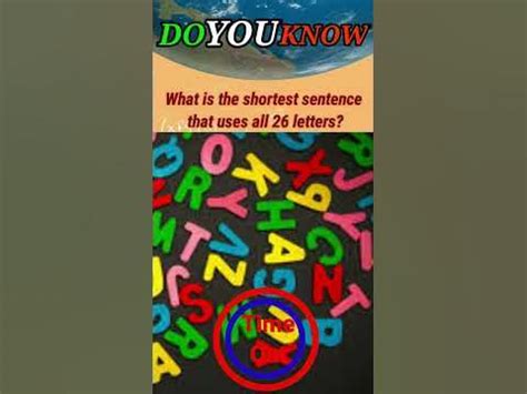 shortest pangram 26 letter sentence YouTube
