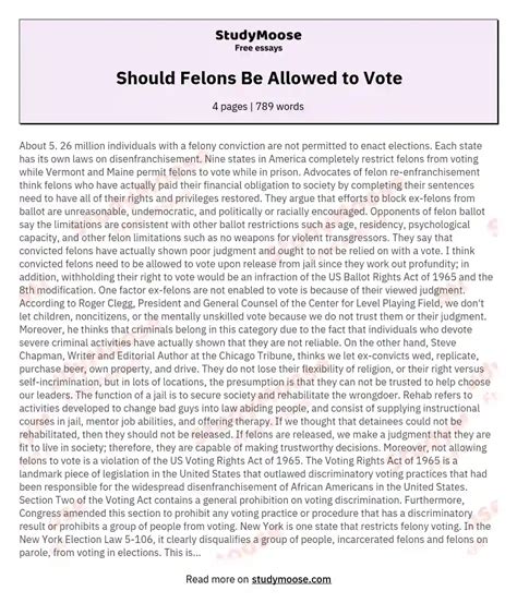 should felons have the right to vote essay