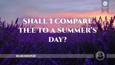 Should I Compare Thee To A Summers Day
