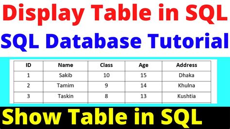 show a table in sql