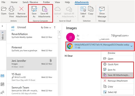 show all attachments in outlook
