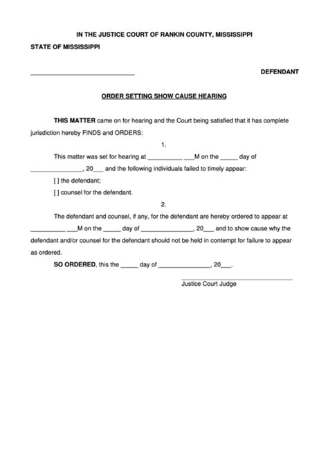 show cause hearing civil case