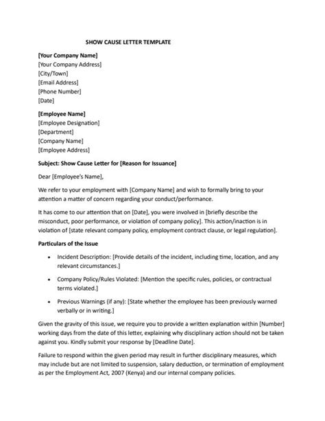 Show Cause Letter