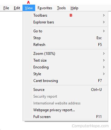 show file menu in internet explorer