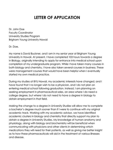 show how to write application letter