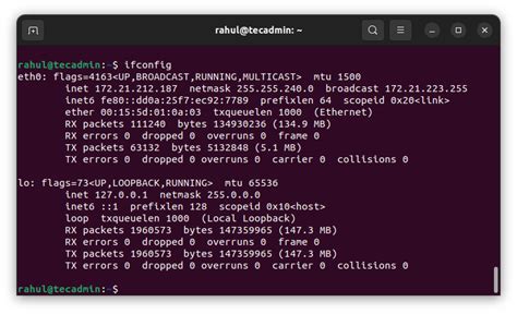 show ip address linux command