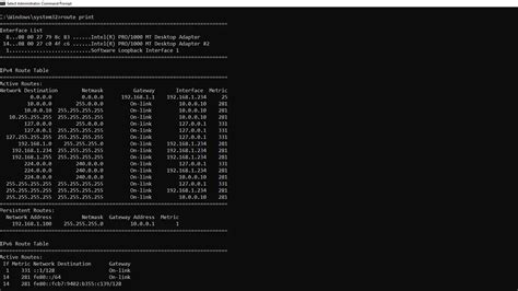 show routing table windows