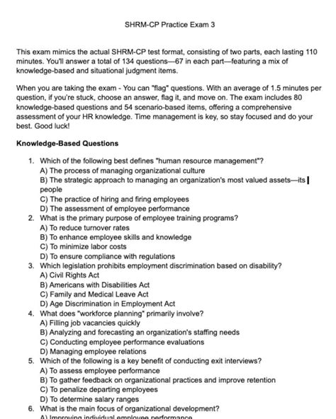 Shrm Multiple Choice Questions With Answers