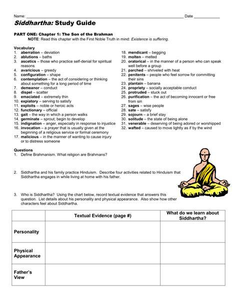 siddhartha study guide questions answers novel units