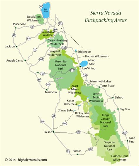 sierra nevadas map