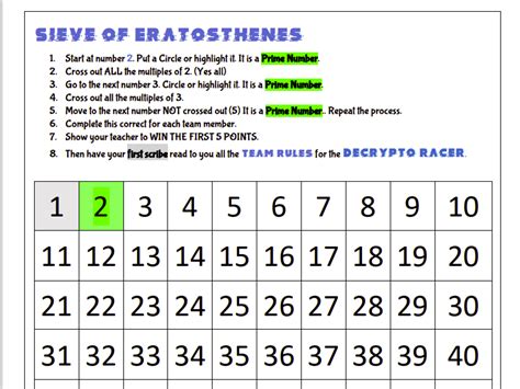 Sieve Of Eratosthenes Teaching Resources The Sieve Of Eratosthenes Worksheet Answers - The Sieve Of Eratosthenes Worksheet Answers