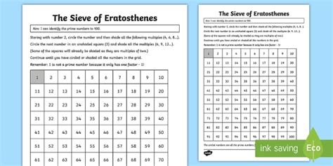 Sieve Of Eratosthenes Worksheet Worksheet Teacher Made Twinkl The Sieve Of Eratosthenes Worksheet Answers - The Sieve Of Eratosthenes Worksheet Answers