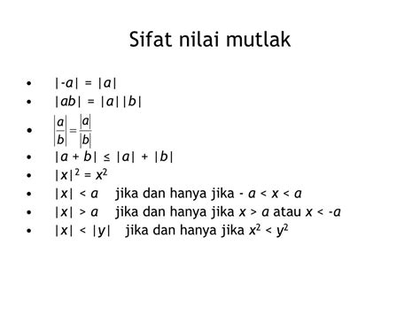 Sifat Nilai Mutlak