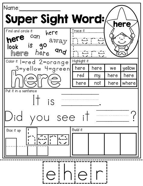 Sight Word My Worksheets Super Teacher Worksheets Kindergarten Sight Words Worksheet My - Kindergarten Sight Words Worksheet My