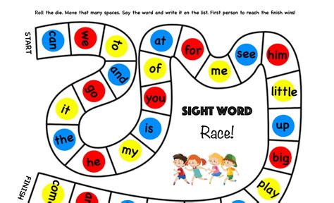 Sight Word Race Game Sight Words Chart Ideas - Sight Words Chart Ideas