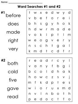 Sight Word Word Search 2nd Grade   100 Sight Words For Fluent 2nd Grade Readers - Sight Word Word Search 2nd Grade