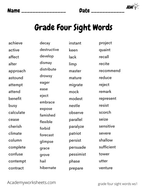 Sight Words Archives Academy Worksheets 4th Grade Fry Words - 4th Grade Fry Words