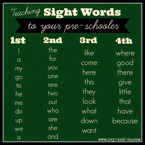 Sight Words Sight Words Teach Your Child To Grade K Sight Words - Grade K Sight Words