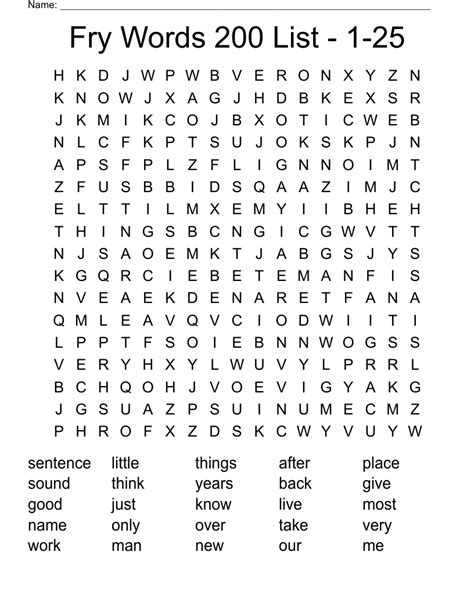 Sight Words Word Search Fry X27 S 1000 Sight Words Word Searches - Sight Words Word Searches