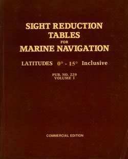 Read Sight Reduction Tables Vol 1 Pub 229 Volume 1 
