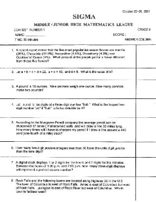 Download Sigma Math Contest 