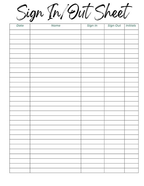 Sign In And Out Sheet Templates At Allbusinesstemplates Sign In Sheets For Preschool - Sign In Sheets For Preschool