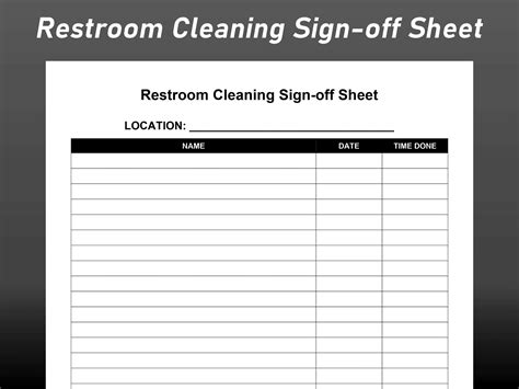Sign Off Sheet Template Cleaning