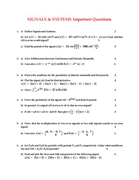 Download Signals And Systems Important Questions With Answers 