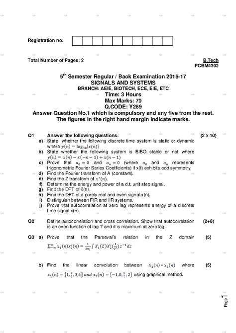 Download Signals And Systems University Question Paper 