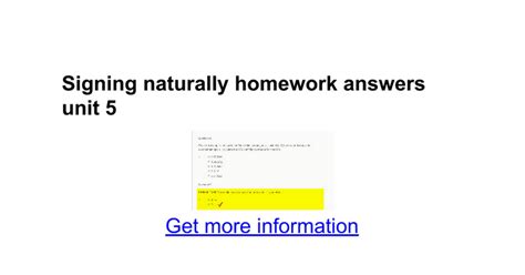 Read Signing Naturally Answers Unit 5 