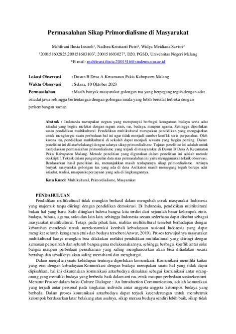 sikap primordialisme | Primordialisme Wikipedia bahasa Indonesia ensiklopedia bebas