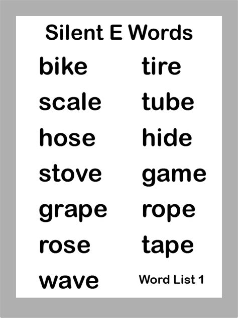 Silent E Word List Amp Book Reading Elephant Long Vowel Silent E Word List - Long Vowel Silent E Word List